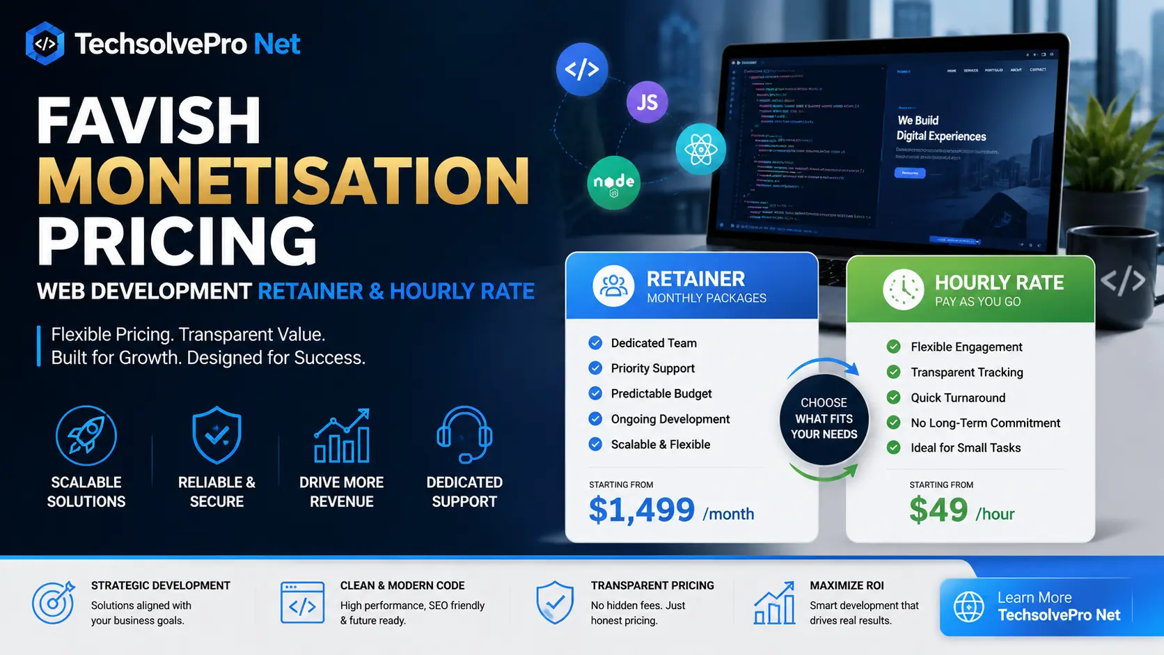 favish monetisation pricing web development retainer hourly rate